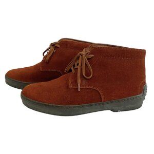 NWOT TOD'S WOMEN'S TEL QUEL RUST BROWN SUEDE LACE UP BOOTIES - 7,5